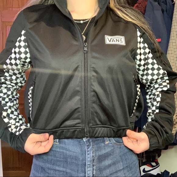 Vans Black Checkered Cropped Windbreaker Jacket - Picture 4 of 4